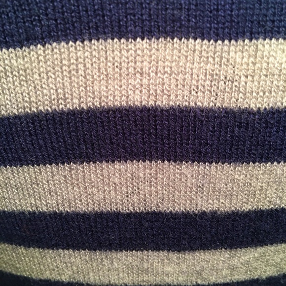 Gray and Navy Blue Striped V- Neck Sweater - Picture 10 of 10